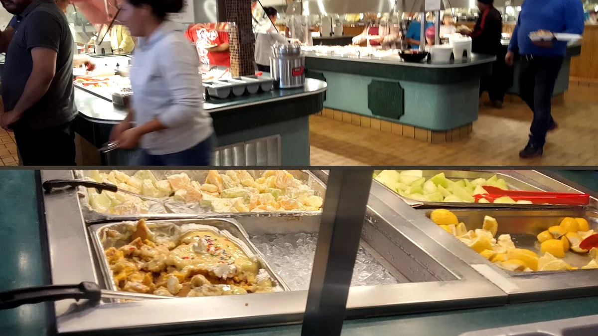 Casual dining room with buffet stations