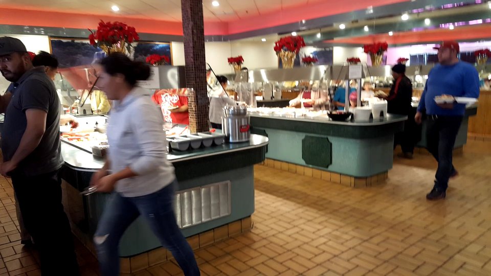 Casual dining room with buffet stations