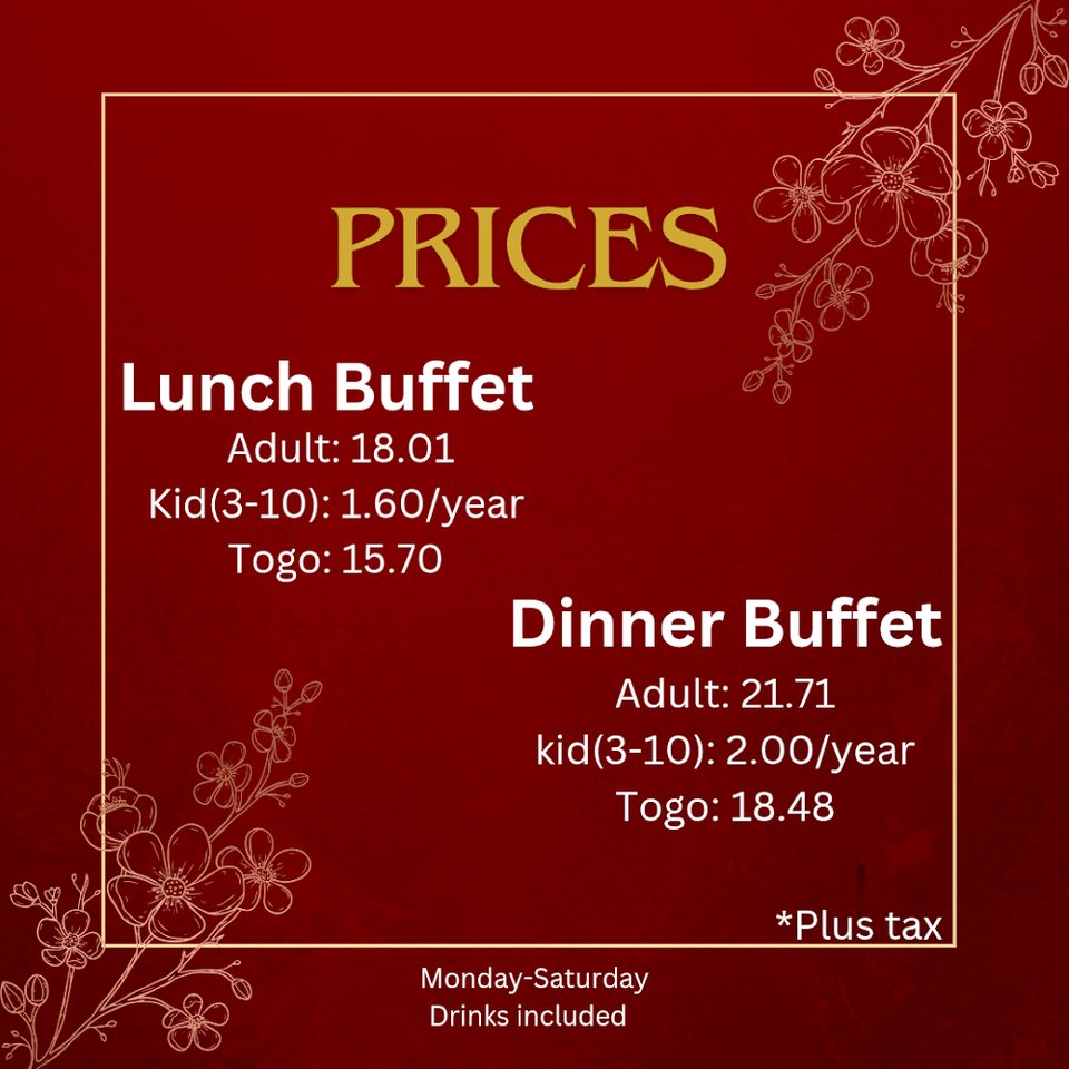Printed menu with buffet and to-go options